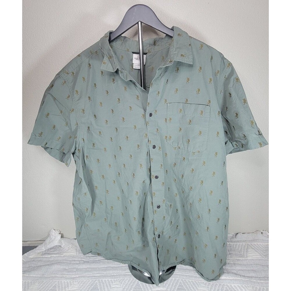 The North Face Men’s XXL Embroidered Hiker Button Up Shirt Sage Green Cotton‎